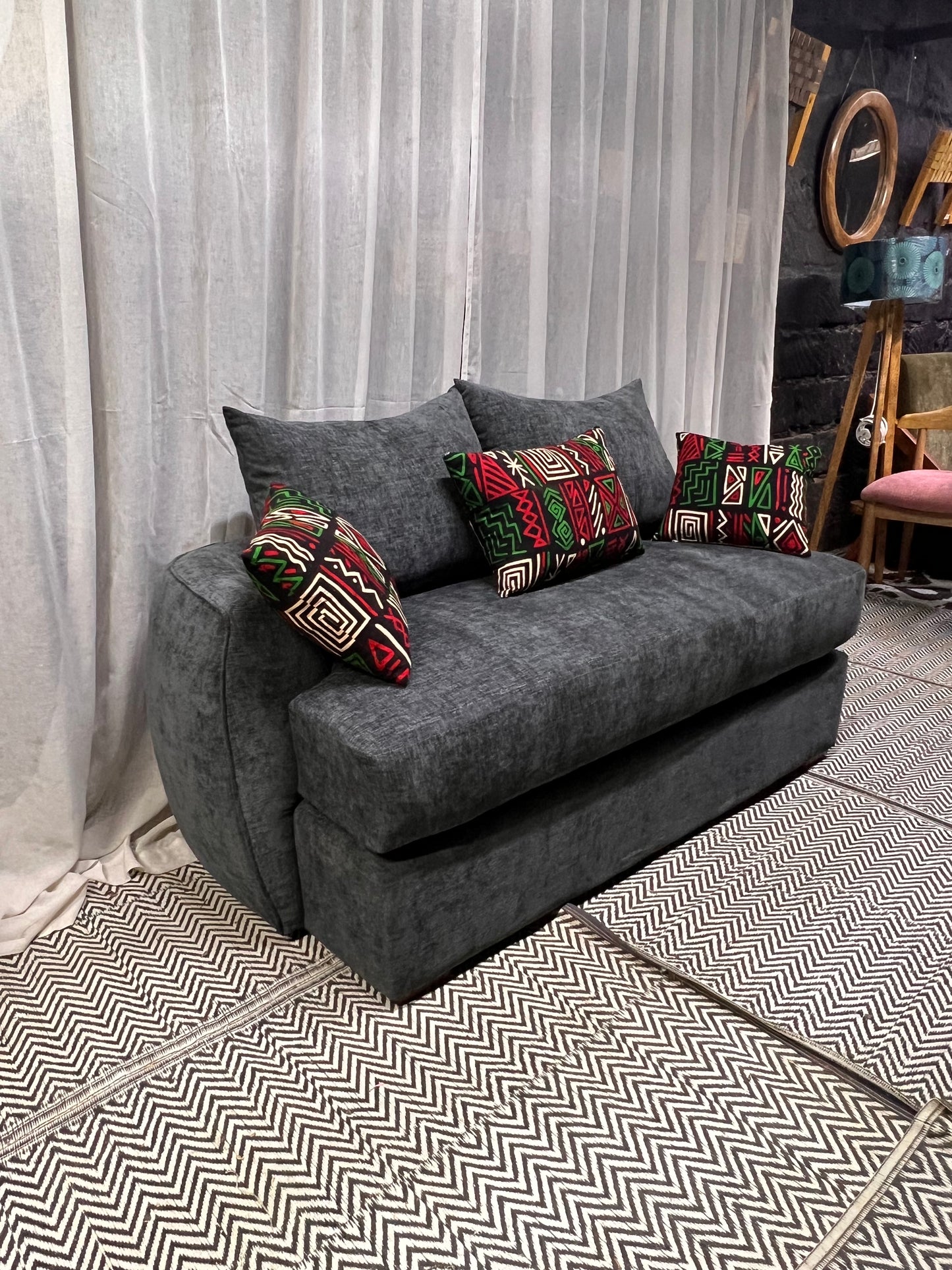 Curved grey 3 seater for ksh 75,000