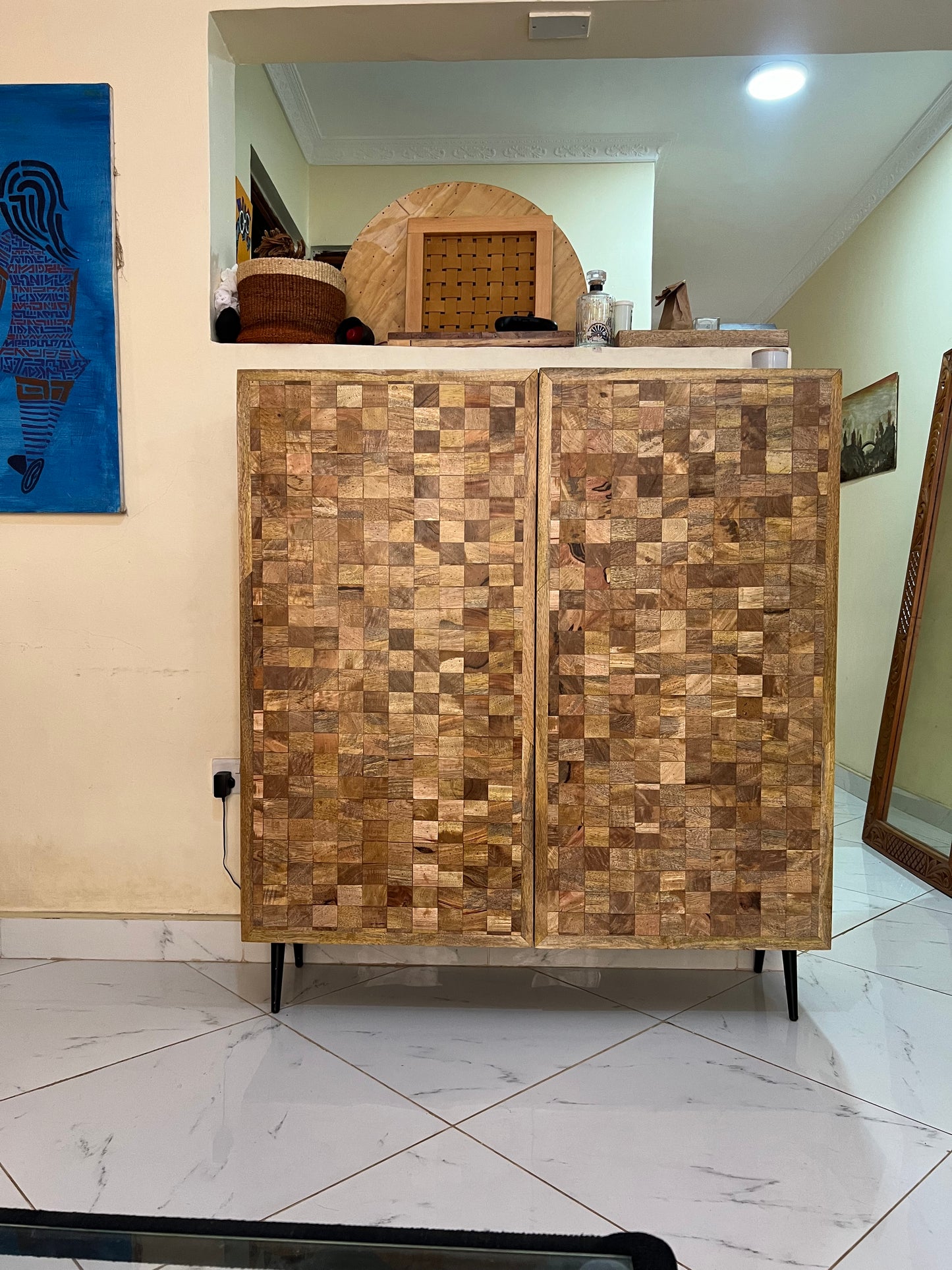 Mango wood cabinet with mdf board