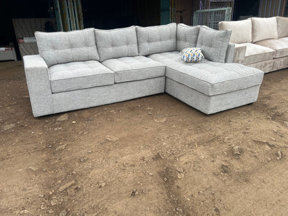 Grey l-shape fabric sofa