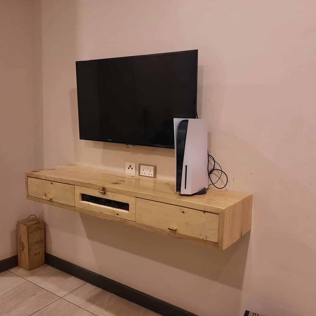 White Pine Floating TV Stand