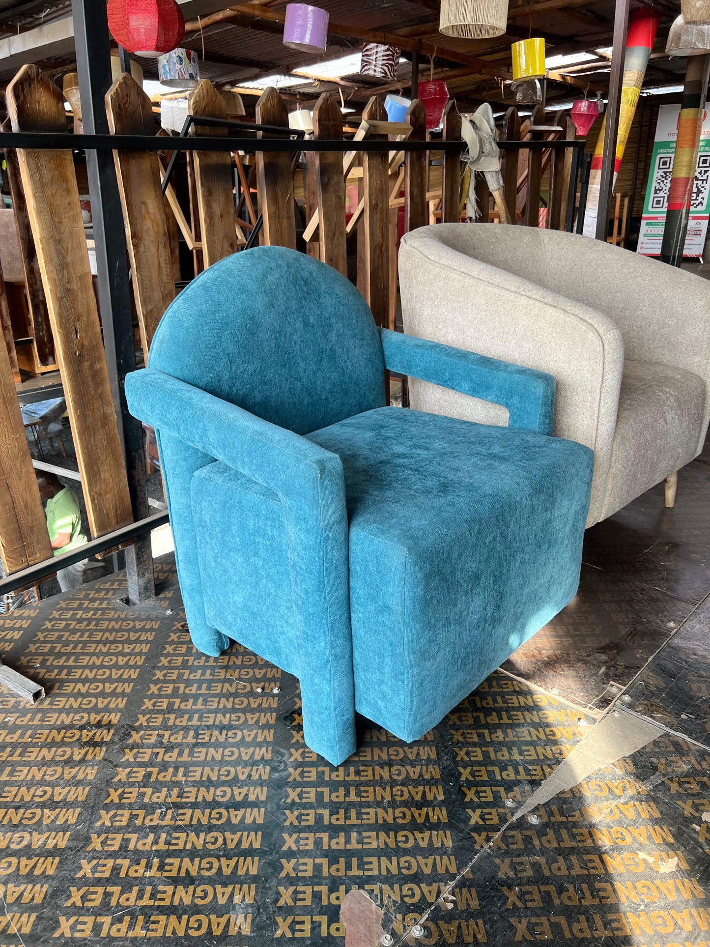 Blue accent chair