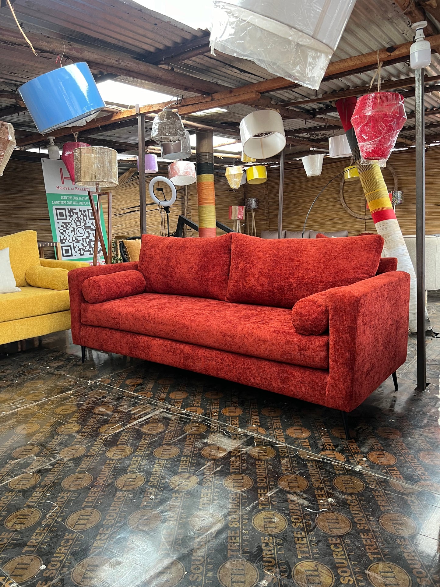 Burnt orange 3 seater sofa