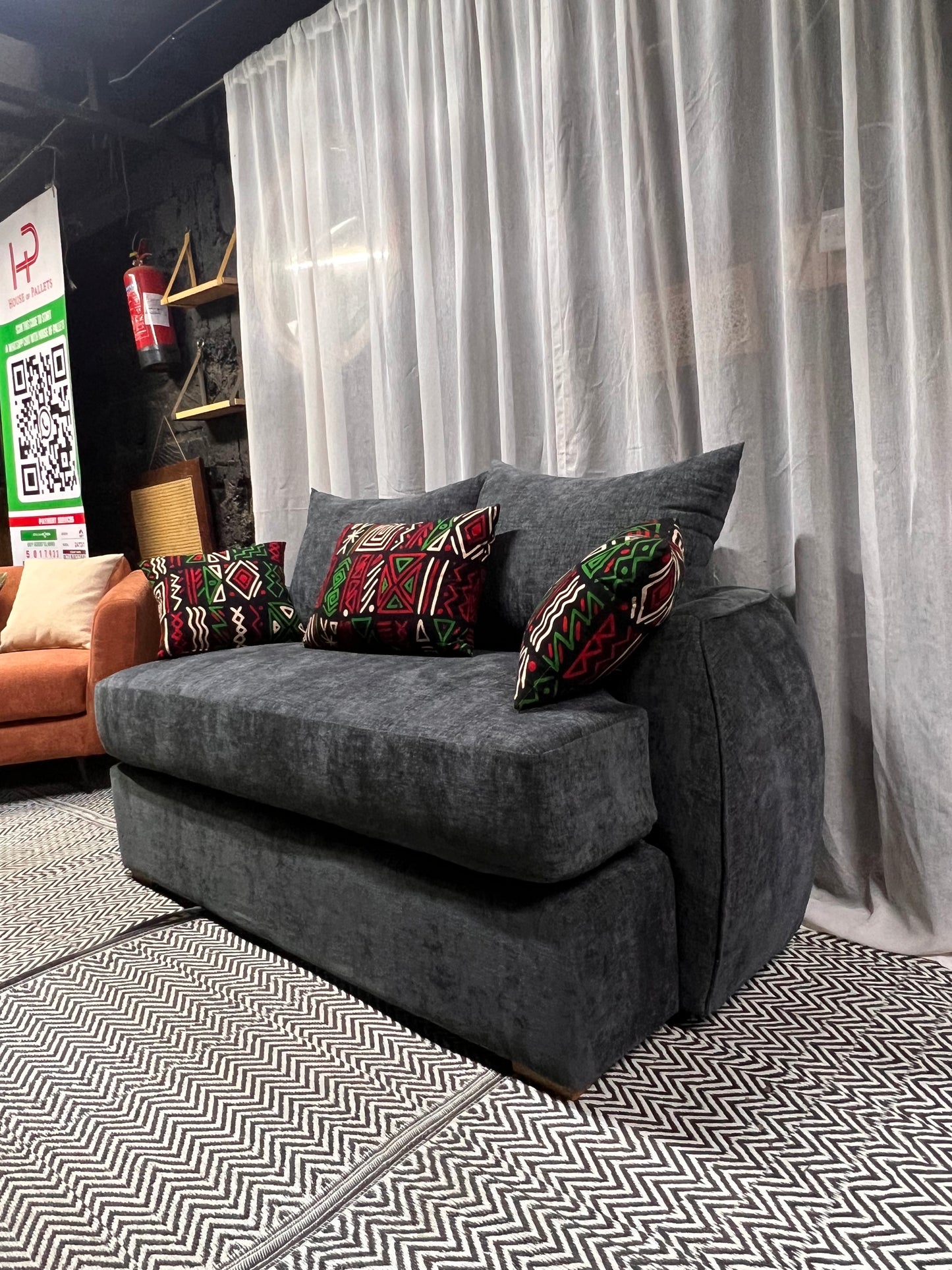 Curved grey 3 seater for ksh 75,000