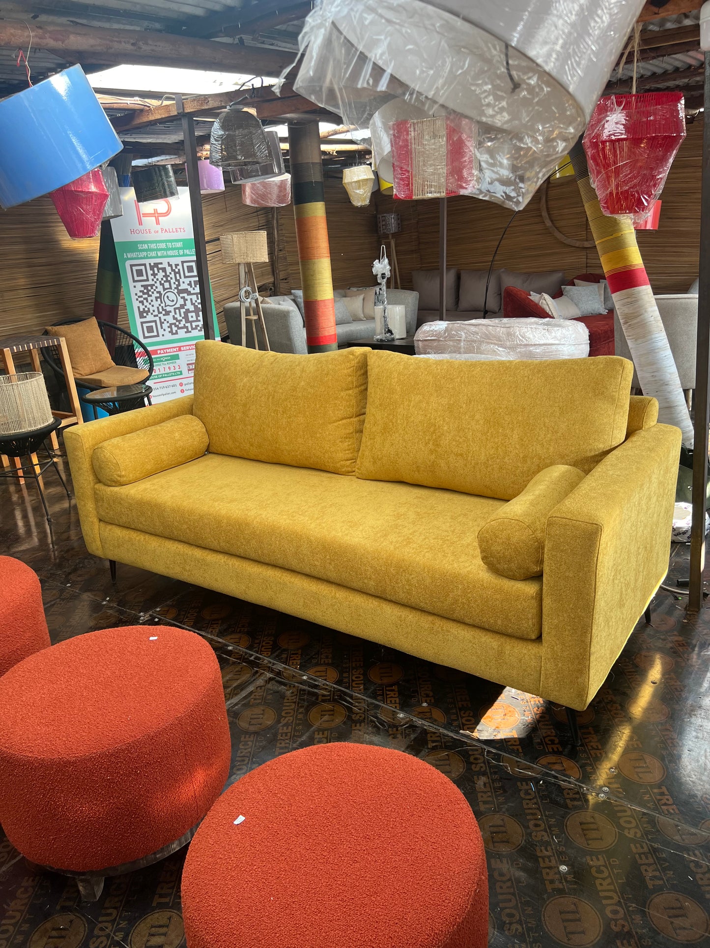 Yellow 3 seater sofa