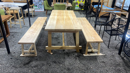 Cypress table and benches set