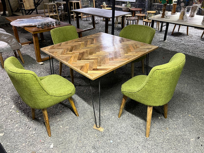 Mango wood chevron dining table set