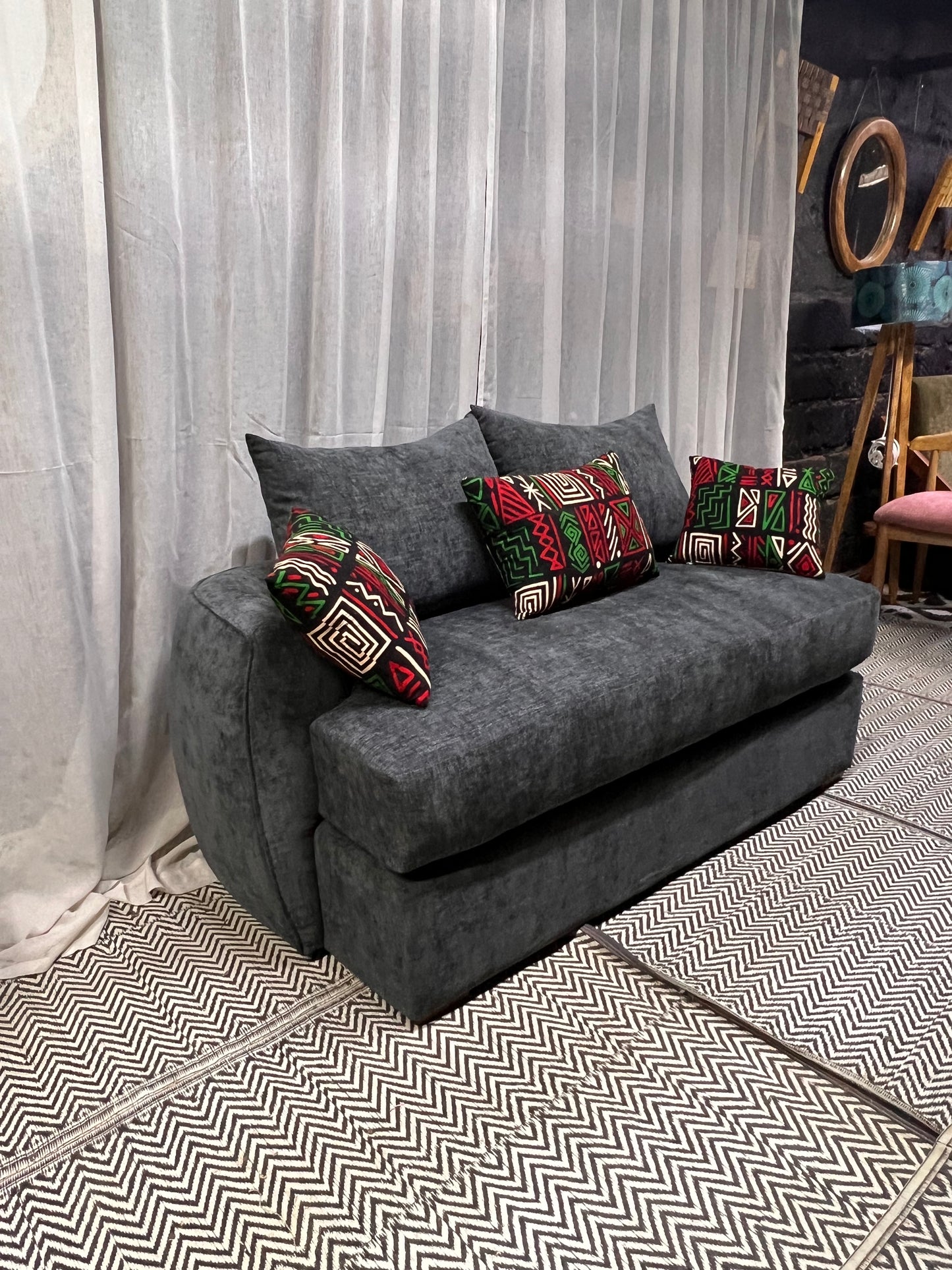 Curved grey 3 seater for ksh 75,000