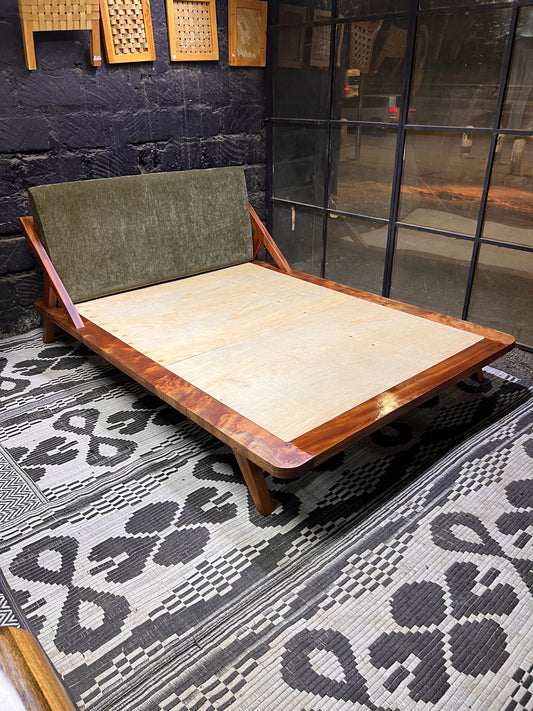 Mahogany upholstered bed with green headboard for ksh 90,000