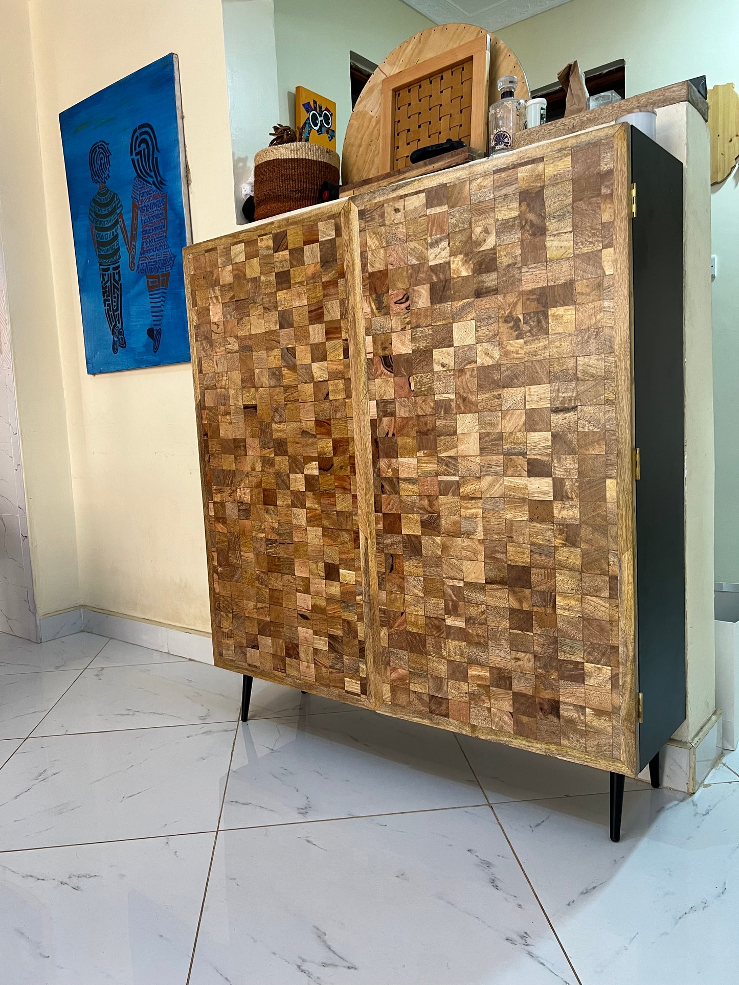 Mango wood cabinet with mdf board