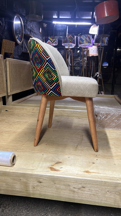 Dining seat with kitenge and grey fabric