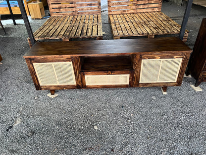 Dark oak stained white pine tv stand