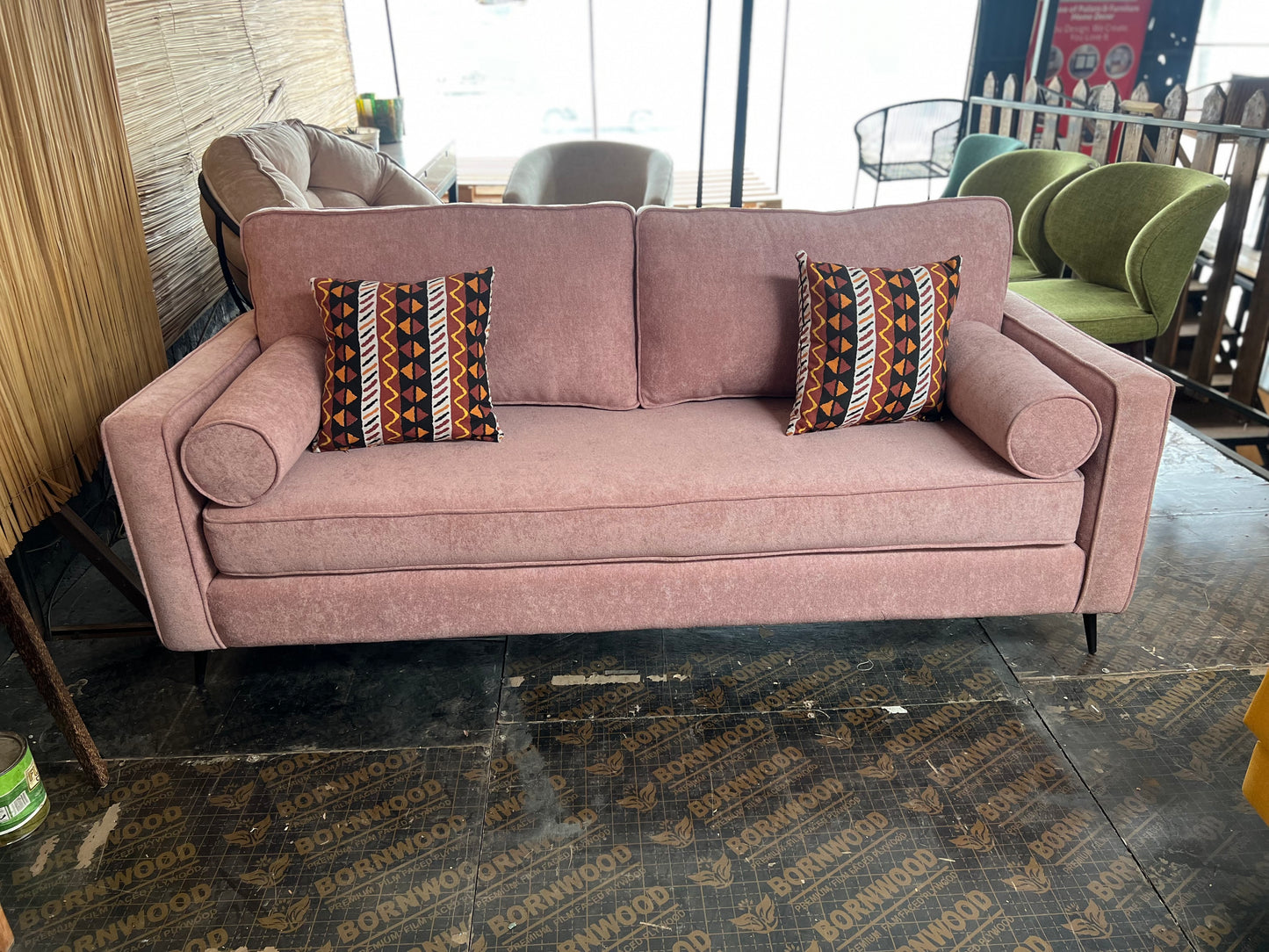 Pink 3 seater sofa