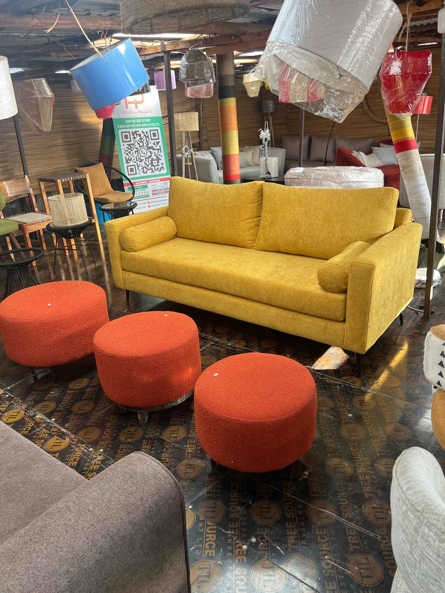 Yellow 3 seater sofa