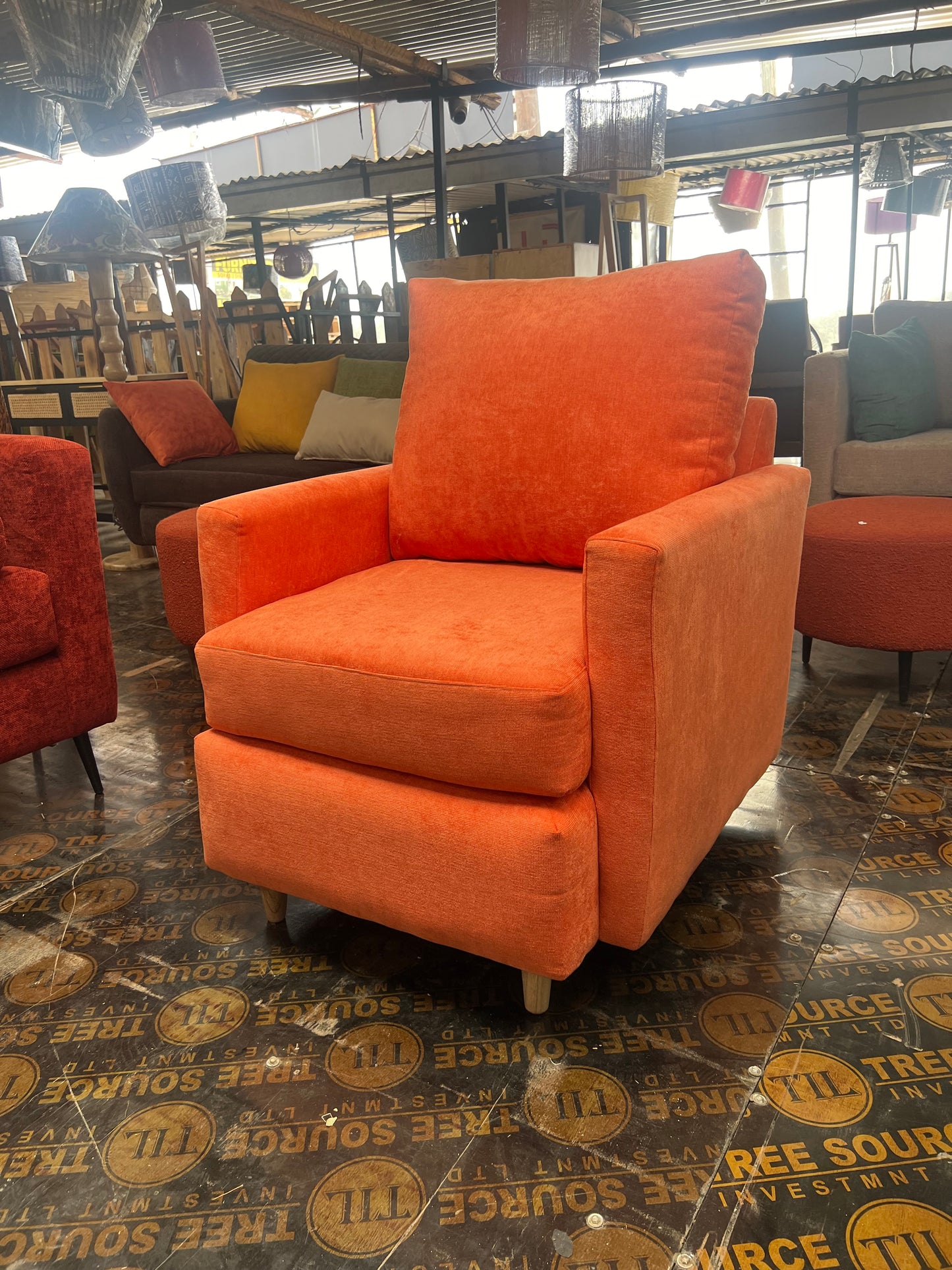 Orange accent chair