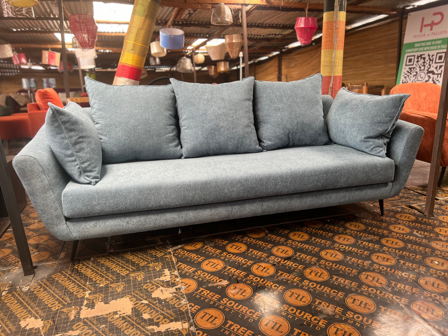 Blue 3 seater sofa available for ksh 55,000.