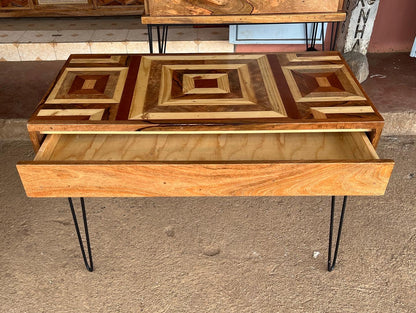 Mango wood pattern home office desk with a mix of mahogany wood