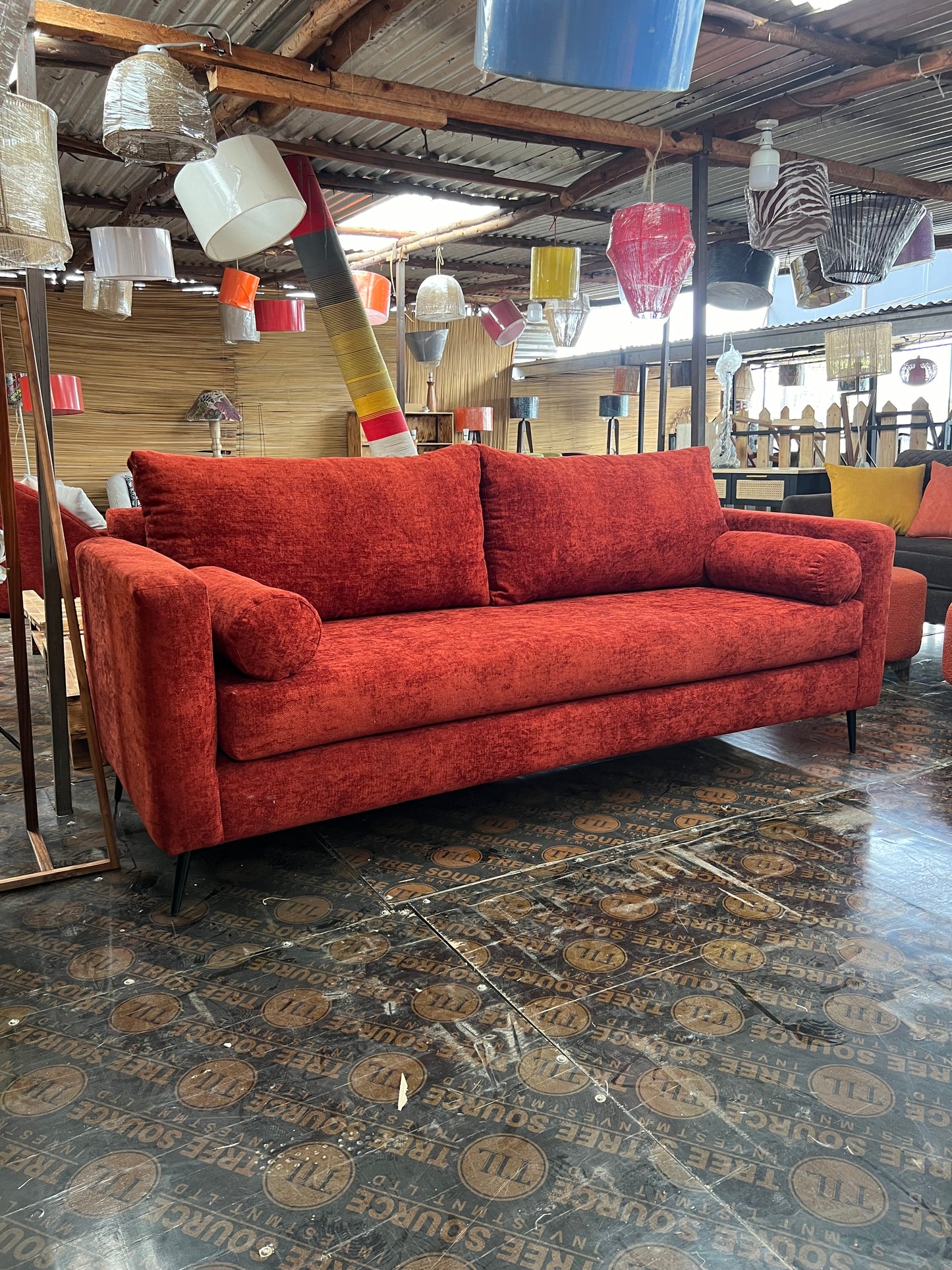 Burnt orange 3 seater sofa