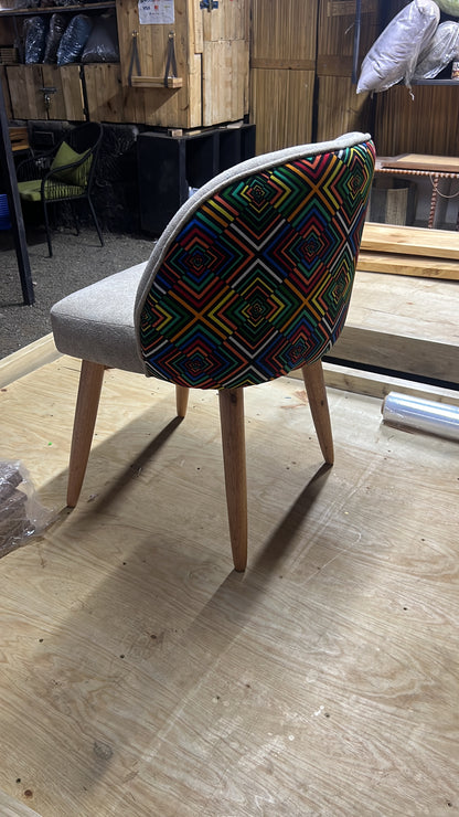 Dining seat with kitenge and grey fabric