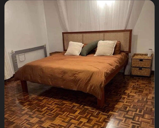 Mahogany rattan king size bed