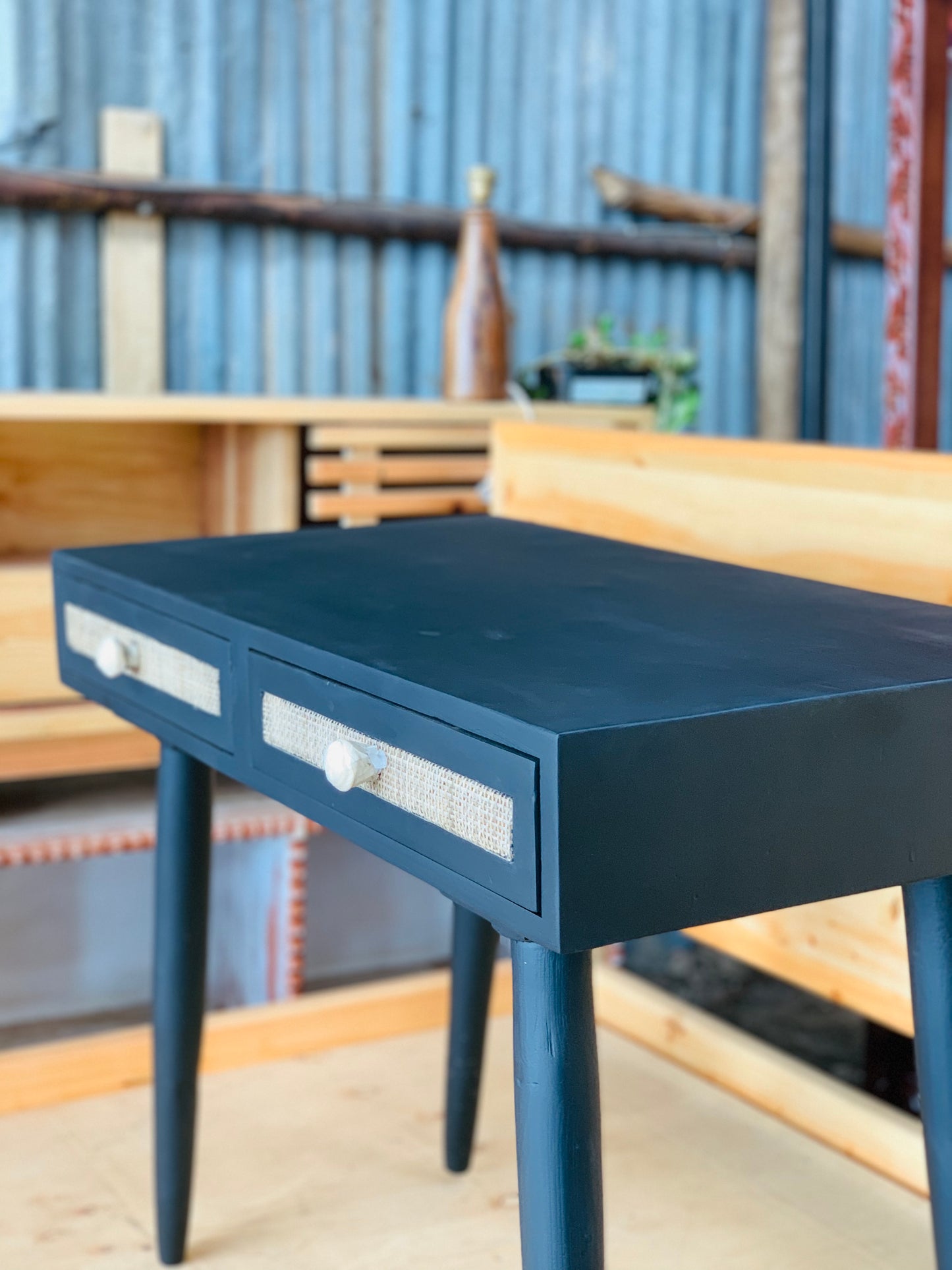 Matte black home office desk