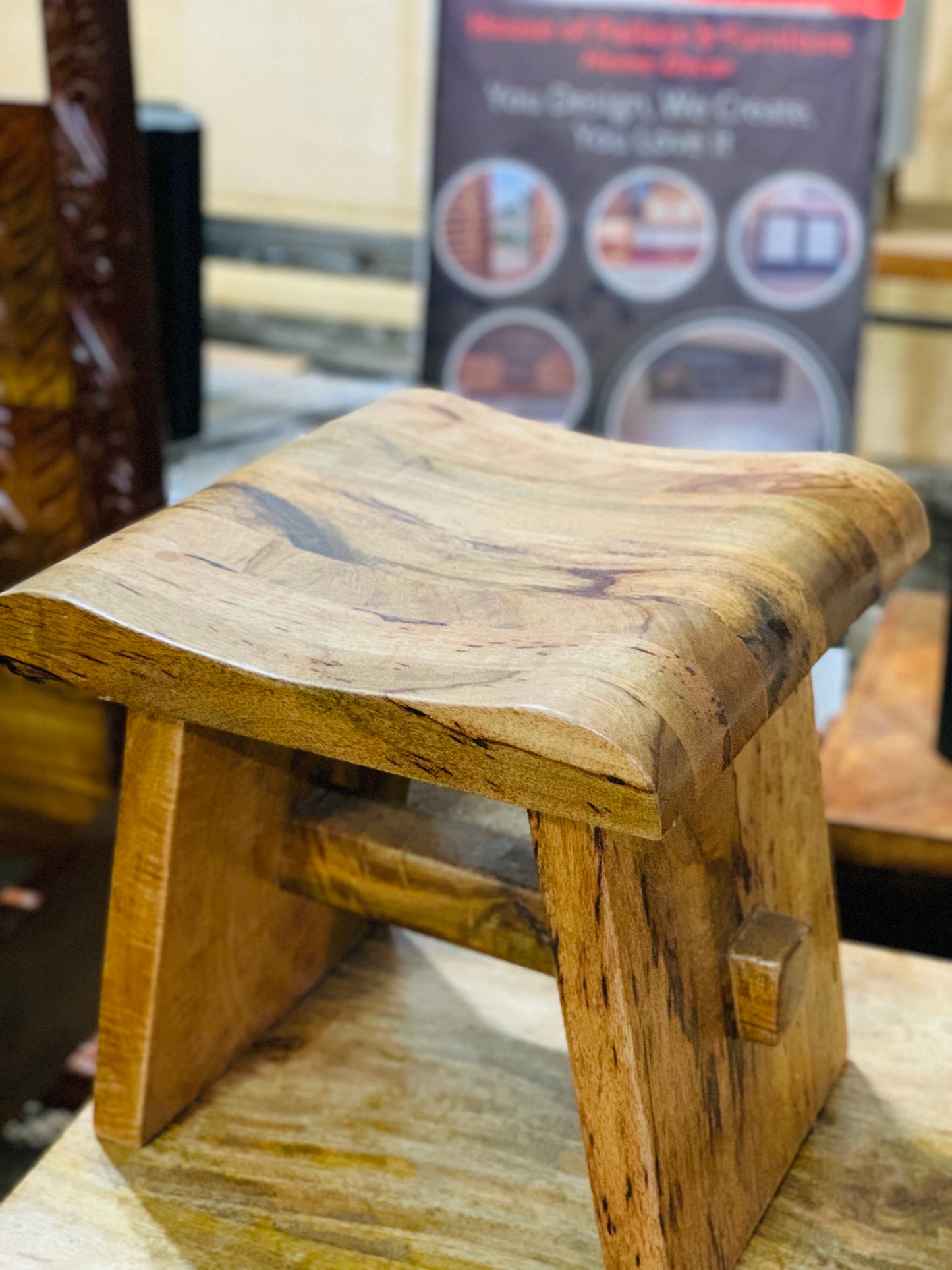 Mango wood curved Stool