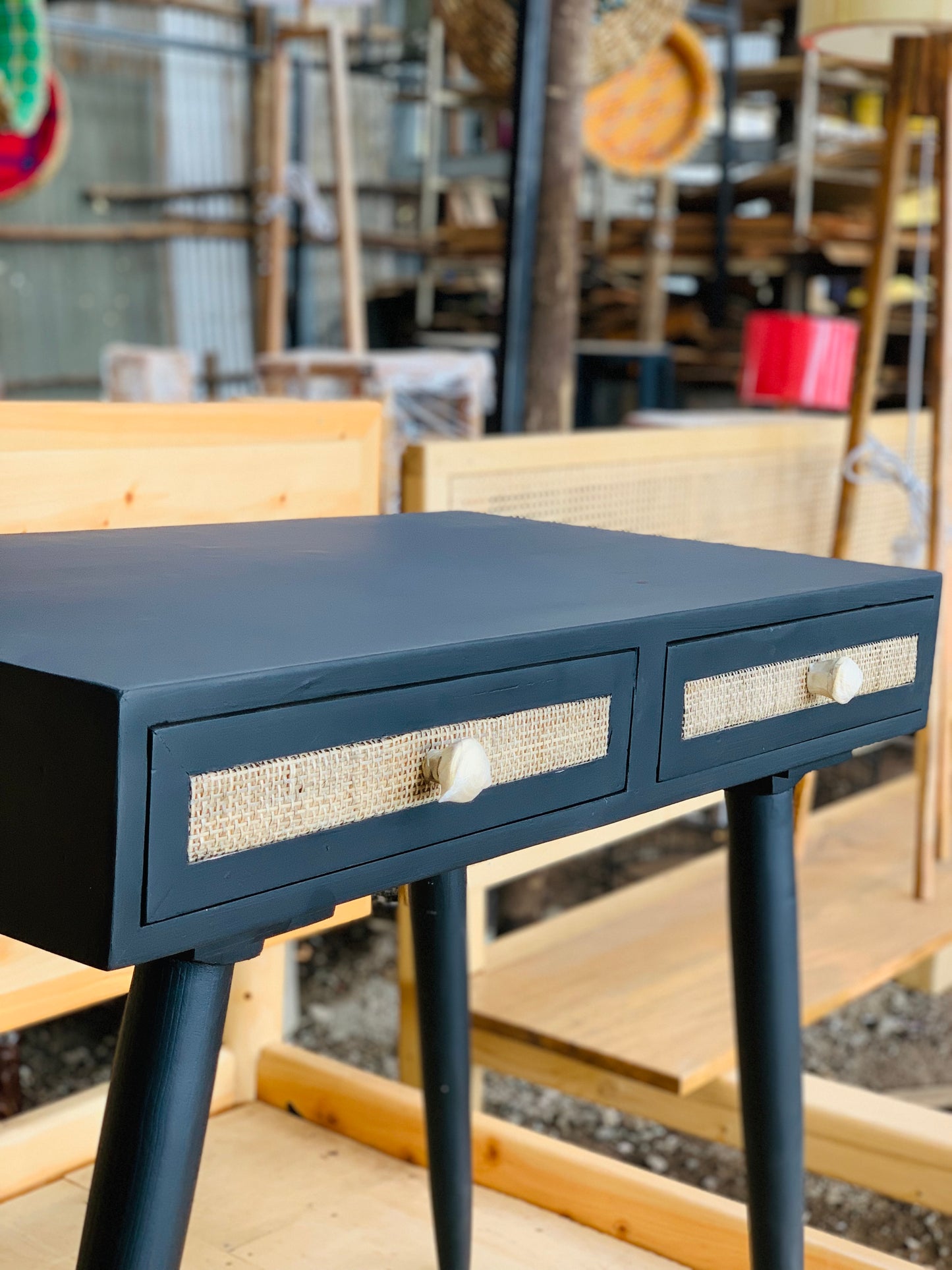 Matte black home office desk