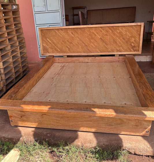 Leather Headboard mango wood  bed