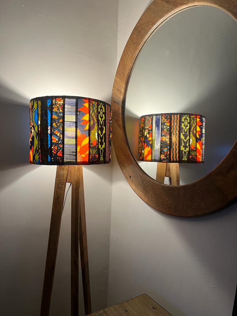 Kitenge mango wood tripod lampstand