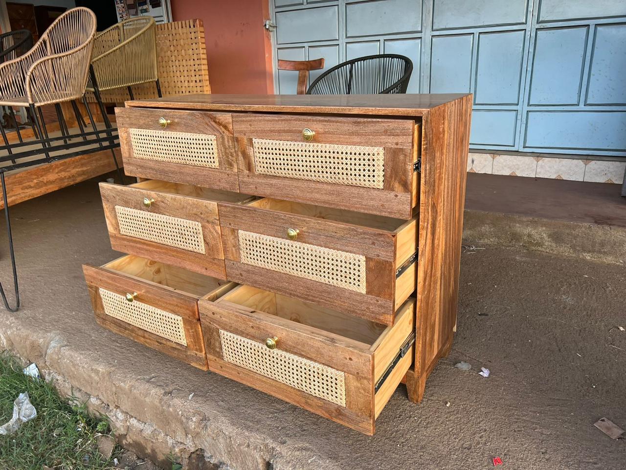 Mango wood Ratan Chest Drawers