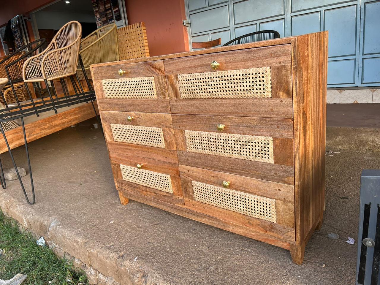 Mango wood Ratan Chest Drawers