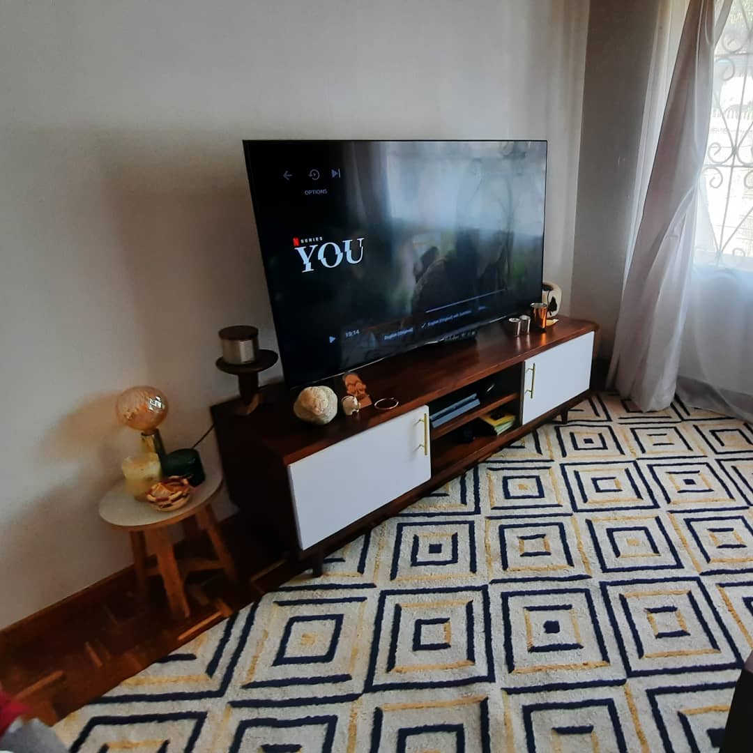 Mahogany Tv Stand with white mdf doors