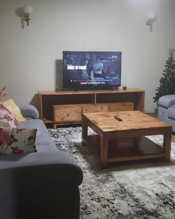 White pine walnut stained coffee table