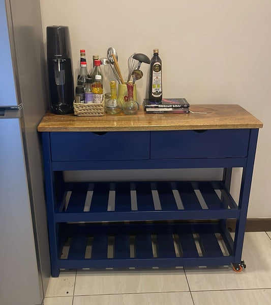 White pine console  Table with mango wood top